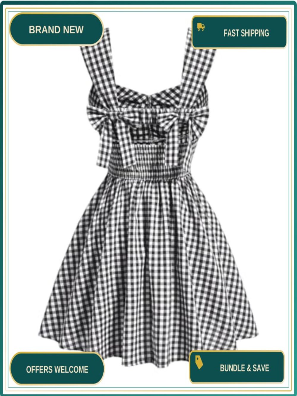 Floerns Plaid Ruched Bust Sleeveless Bowknot Pleated Short Dress